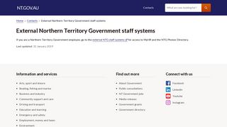 External Northern Territory Government staff systems - NT.GOV.AU