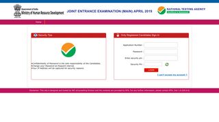 Registered Candidate Sign In - JEE(Main) 2019