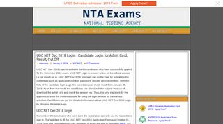 UGC NET Dec 2018 Login - National Testing Agency (NTA)