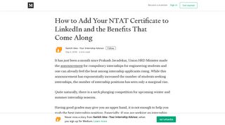 How to Add Your NTAT Certificate to LinkedIn and the Benefits That ...