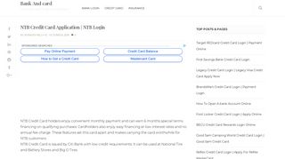 NTB Credit Card Application | NTB Login - Bank And card