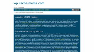 A review of NTC Hosting - Semi-Dedicated Hosting - Cache-media
