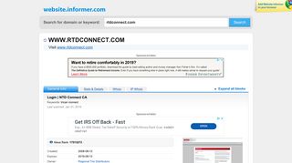 rtdconnect.com at WI. Login | NTD Connect CA - Website Informer