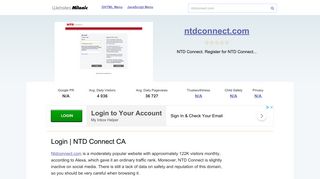 Ntdconnect.com website. Login | NTD Connect CA.
