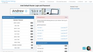 Intel Default Router Login and Password - Clean CSS