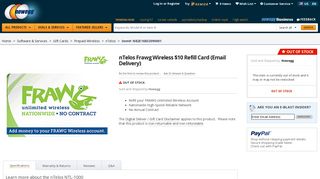 nTelos Frawg Wireless $10 Refill Card (Email Delivery) - Newegg.com