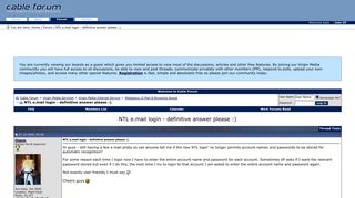 NTL e.mail login - definitive answer please :) - Cable Forum