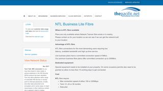 NTL Business Lite Fibre - The Pacific.net