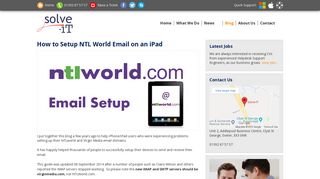 How to Setup NTL World Email on an iPad - Solve IT