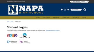 Student Logins - Napa High School - Napa Valley Unified School District