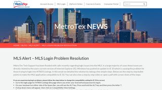 MLS Alert – MLS Login Problem Resolution | DFW Real Estate