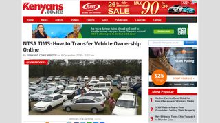 NTSA TIMS: How to Transfer Vehicle Ownership Online - Kenyans.co.ke
