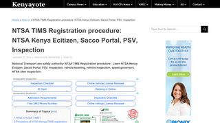 NTSA TIMS Registration procedure: NTSA Kenya Ecitizen, Sacco ...