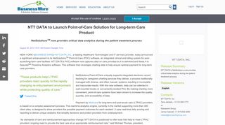 NTT DATA to Launch Point-of-Care Solution for Long-term Care ...