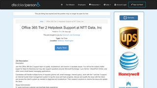 Office 365 Tier 2 Helpdesk Support at NTT Data, Inc • Disabled Person