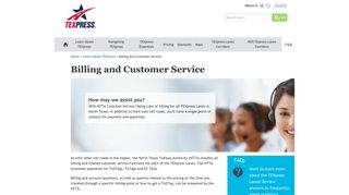 Billing and Customer Service | TEXpress Lanes