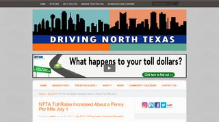 NTTA Toll Rates Increased About a Penny Per Mile July 1 | Driving ...