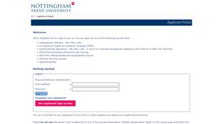 NTU Applicant Portal - Nottingham Trent University
