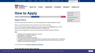 Apply Online - Admissions - Nanyang Technological University