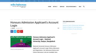 Honours Admission Applicant's Account Login - National University ...