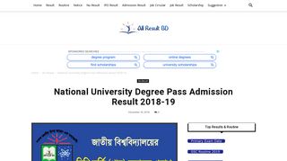 National University Degree Pass Admission Result 2018-19 - All ...