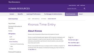 Kronos Time Entry System: Human Resources - Northwestern University