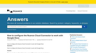 How to configure the Nuance Cloud Connector to work with Google ...