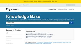 nuance university - Search the Knowledge Base