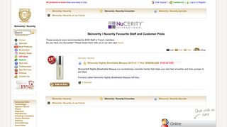 Skincerity / Nucerity skin-care products list - Essential Day Spa