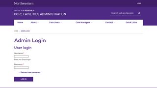 Admin Login | Core Facilities Administration | Northwestern University ...