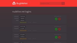 nudelive.net passwords - BugMeNot