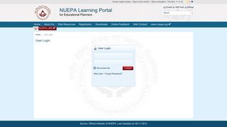 User Login - NUEPA Learning Portal for Educational Planners