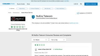 Top 56 Reviews and Complaints about NuEra Telecom