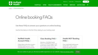 Online booking FAQs | Nuffield Health