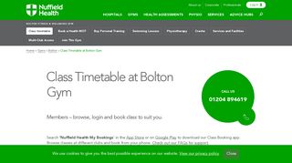 Bolton Gym Class Timetable | Nuffield Health