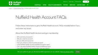 Nuffield Health Account FAQ's | Nuffield Health