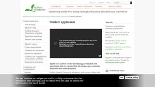 Student applicants | Nuffield Foundation