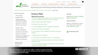 Student FAQs | Nuffield Foundation