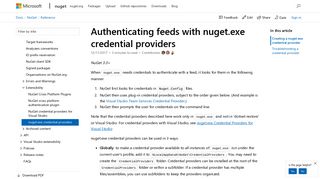 nuget.exe Credential Providers | Microsoft Docs