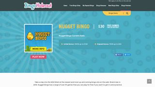 Nugget Bingo - Get £30 FREE bonus at nuggetbingo.com | Bingo ...