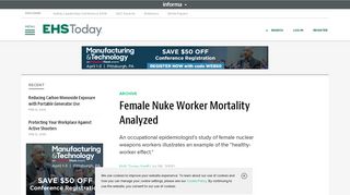 Female Nuke Worker Mortality Analyzed | EHS Today