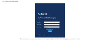 NuPoint Unified Messaging - Login - Mitel
