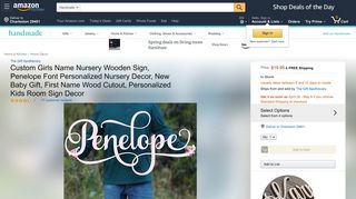 Amazon.com: Custom Girls Name Nursery Wooden Sign, Penelope ...