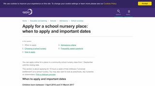 Apply for a school nursery place: when to apply and important dates