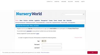 Nursery World Registration