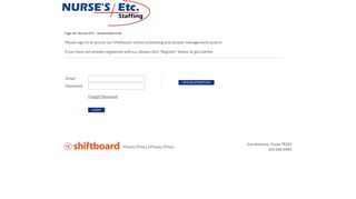 Welcome to Nurses ETC - Government Shiftboard Login Page