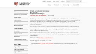 MyLO Manager | My Learning Online | UTAS
