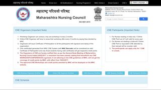 CNE Schedule - Maharashtra Nursing Council