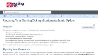Updating Your NursingCAS Application/Academic Update - Liaison ...