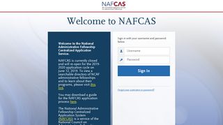 NAFCAS | Applicant Login Page